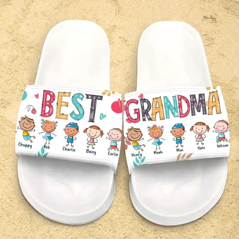 Personalized Best Grandma Women's Sandals - Up to 10 Kids - Gift Idea To Grandma/Mom