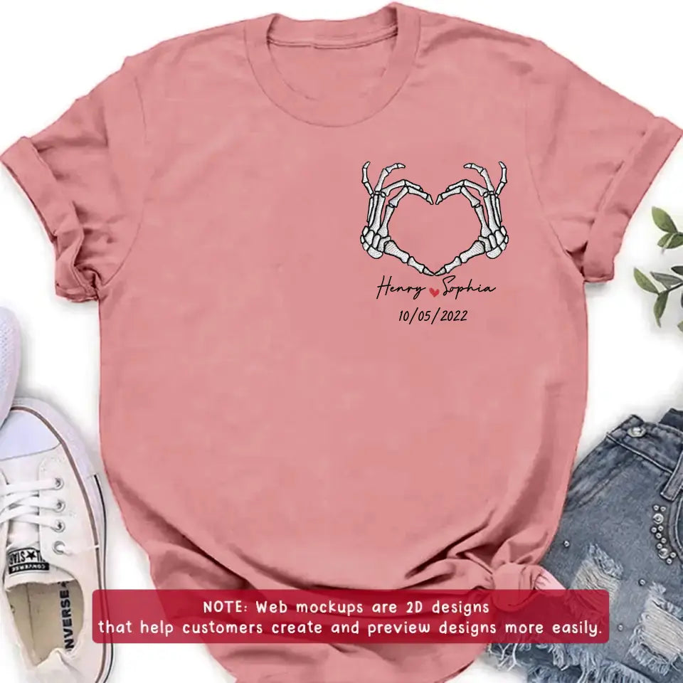 Personalized Skeleton Embroidered T-shirt/Sweater/Hoodie - Gift Idea For Couple