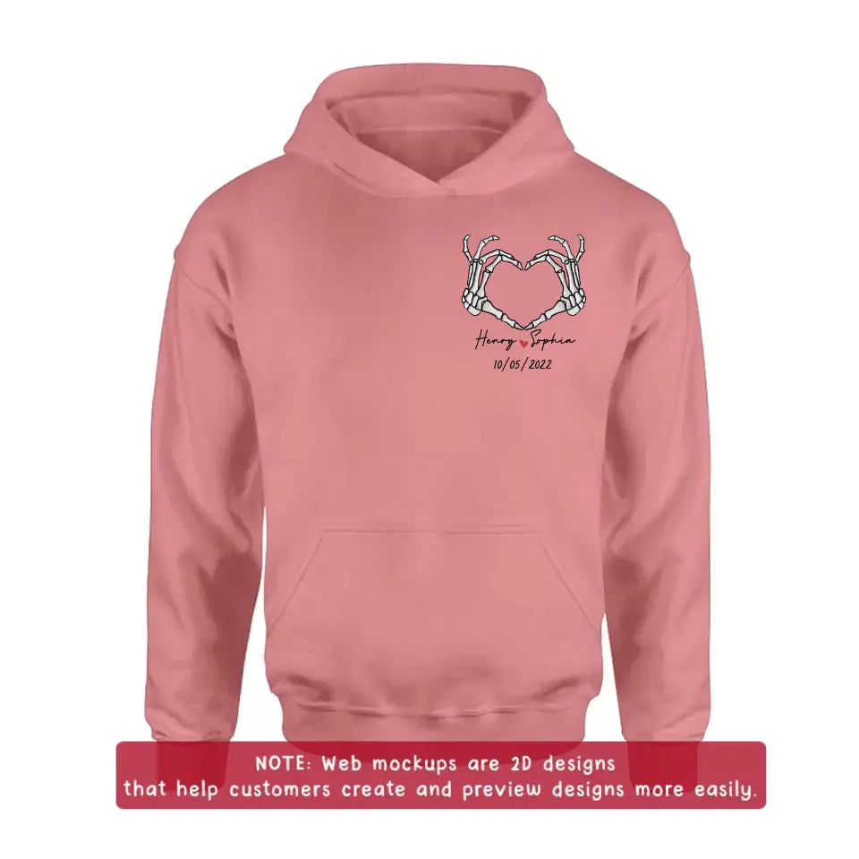 Personalized Skeleton Embroidered T-shirt/Sweater/Hoodie - Gift Idea For Couple