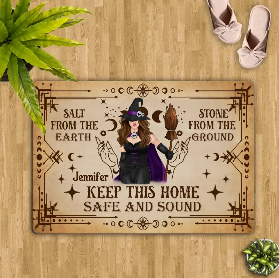 Personalized Witch Doormat - Halloween Gift Idea - Keep This Home Safe And Sound