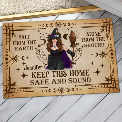 Personalized Witch Doormat - Halloween Gift Idea - Keep This Home Safe And Sound