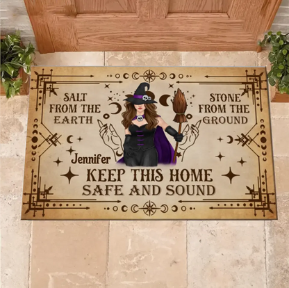 Personalized Witch Doormat - Halloween Gift Idea - Keep This Home Safe And Sound
