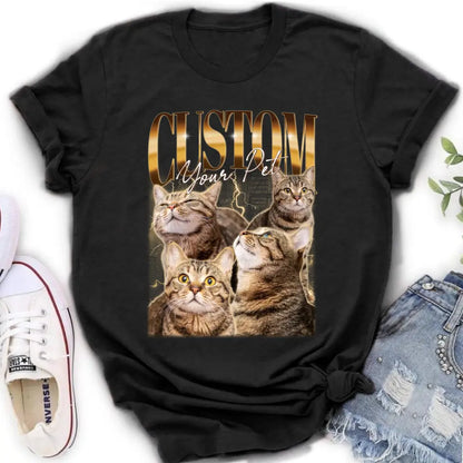 Personalized Retro Vintage Hiphop Wear Custom Pet Photo T-shirt - Gift Idea For Pet Lover