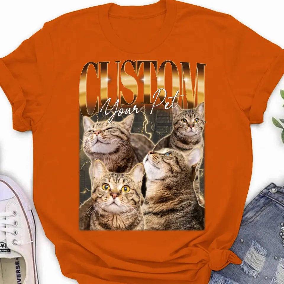 Personalized Retro Vintage Hiphop Wear Custom Pet Photo T-shirt - Gift Idea For Pet Lover