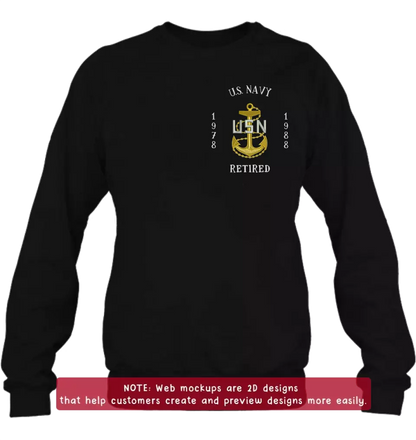 Personalized Veteran Retired Embroidered T-Shirt/Sweater/Hoodie - Father's Day Gift Idea for Veteran