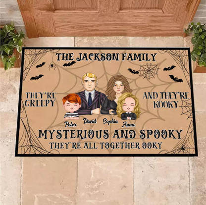 Personalized Family Doormat - Halloween Gift Idea For Couple/Family - Couple/Parents With Kids - They're All Together Ooky