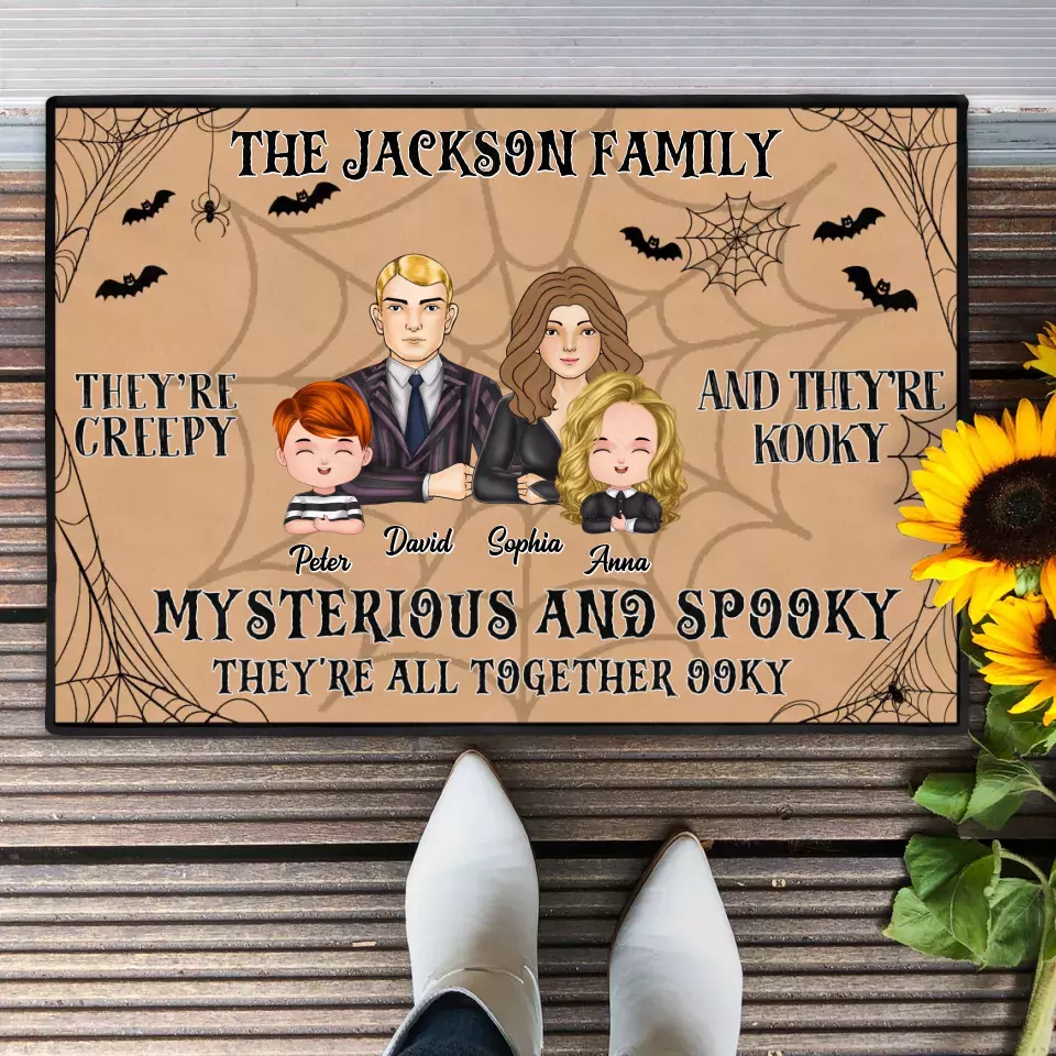Personalized Family Doormat - Halloween Gift Idea For Couple/Family - Couple/Parents With Kids - They're All Together Ooky