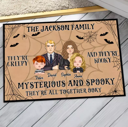 Personalized Family Doormat - Halloween Gift Idea For Couple/Family - Couple/Parents With Kids - They're All Together Ooky