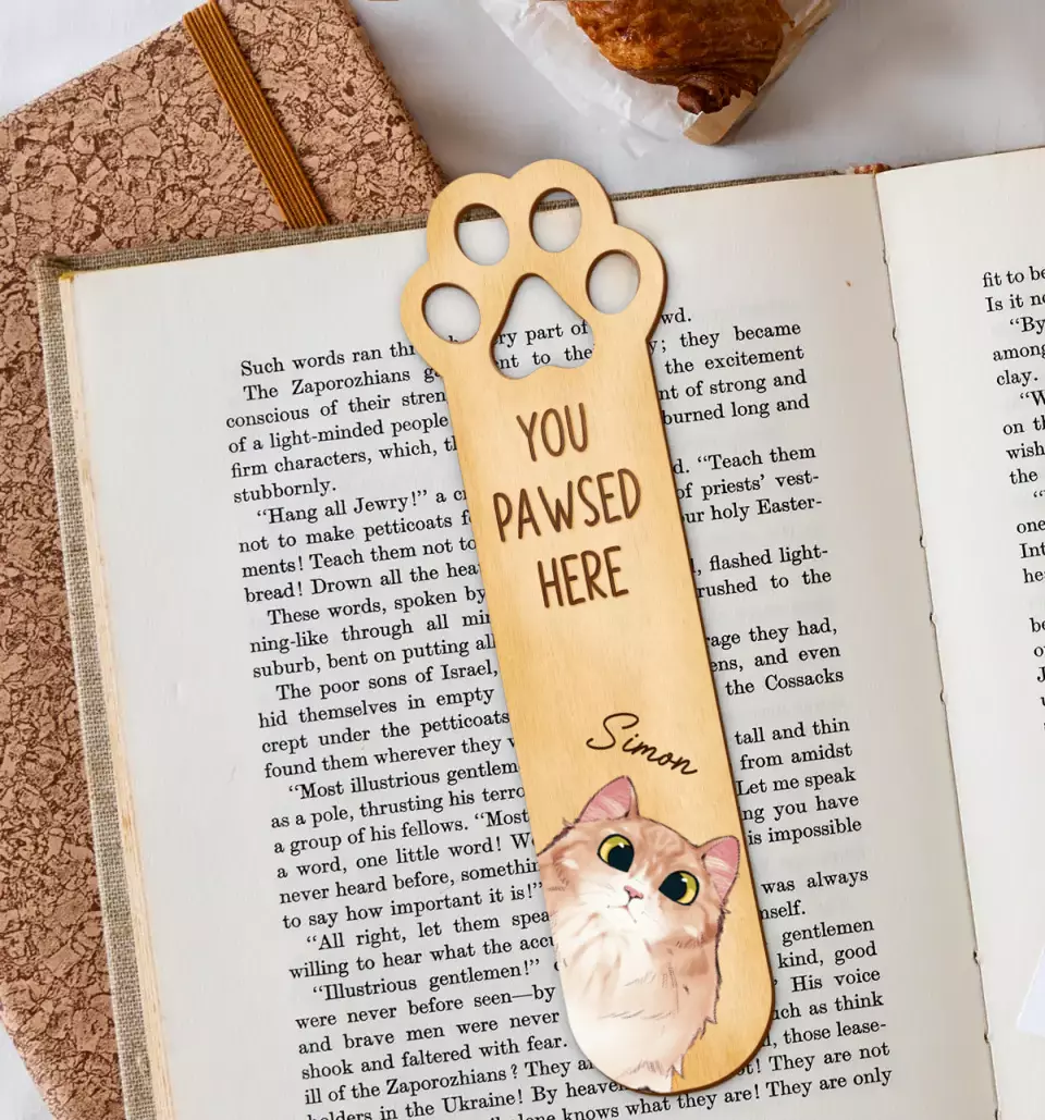 Personalized Cat Wooden Bookmark - Gift Idea For Reading Lover/Cat Lover - Up to 5 Cats - You Pawsed Here