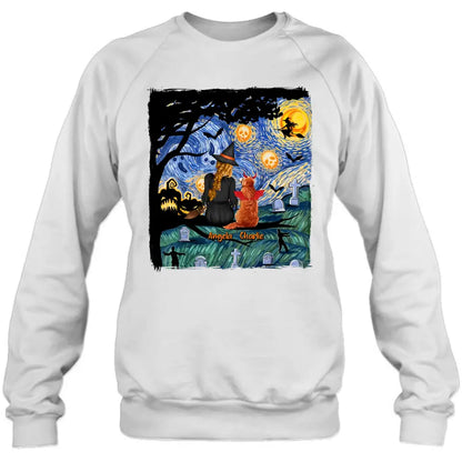 Custom Personalized Witch Halloween T-shirt/ Long Sleeve/ Sweatshirt/ Hoodie - Gift Idea For Dog/ Cat Lover