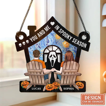 Personalized Couple Spooky Season Hanging Suncatcher Ornament - Gift Idea For Couple - You And Me