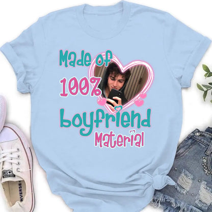 Personalized Boyfriend Material T-shirt/Long Sleeve/Sweatshirt/Hoodie - Upload Photo - Couple Gift Idea