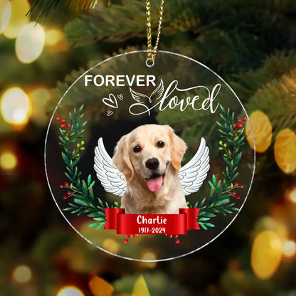 Personalized Memorial Dog Circle Acrylic Ornament - Upload Photo - Gift Idea For Pet Lover/Christmas - Forever Loved