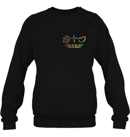 Personalized Memorial T-Shirt/Hoodie - Memorial Gift For Family Member - A Piece Of My Heart Lives In Heaven