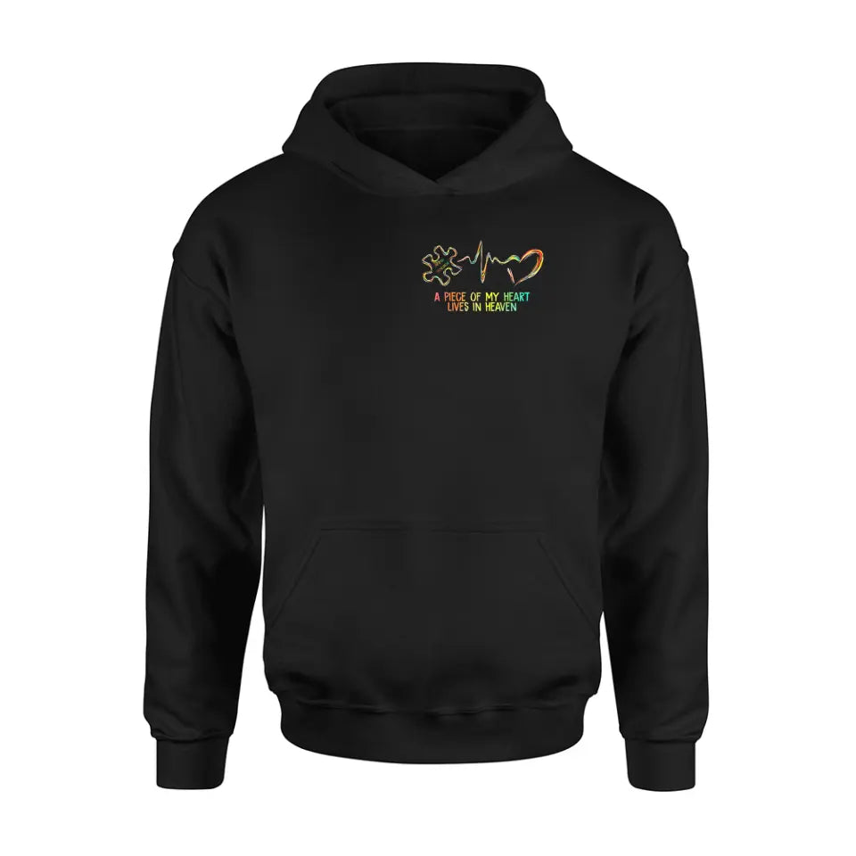 Personalized Memorial T-Shirt/Hoodie - Memorial Gift For Family Member - A Piece Of My Heart Lives In Heaven