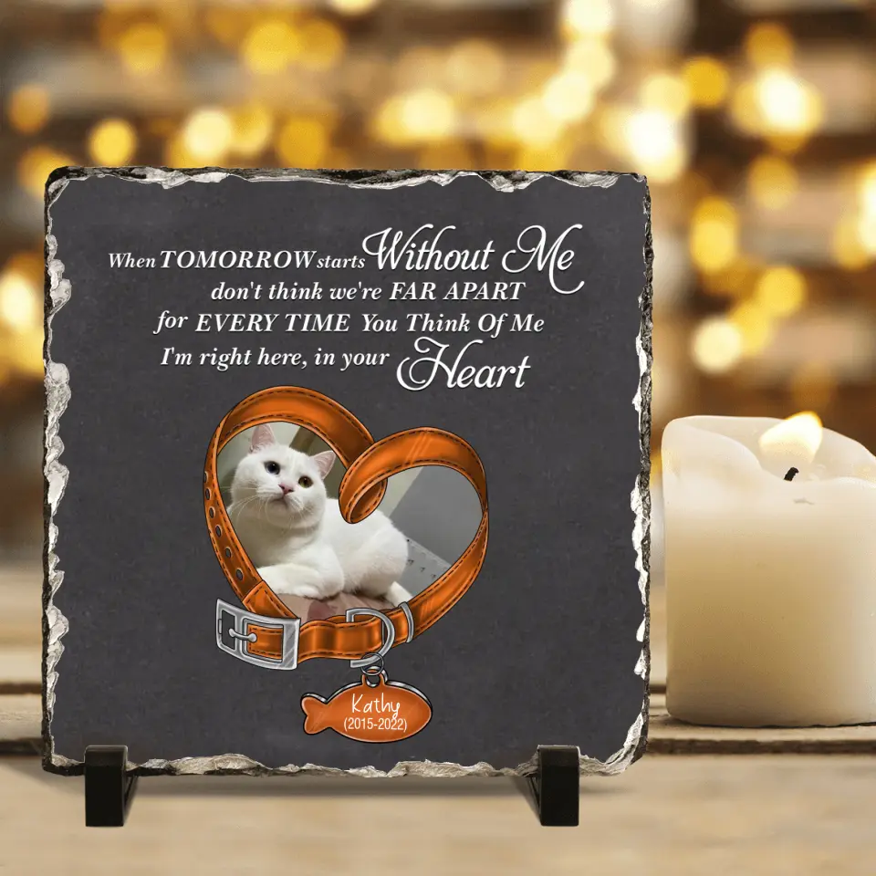 Personalized Memorial Cat Photo Square Lithograph - Gift Idea For Pet Lover/Cat Lovers - When Tomorrow Starts Without Me