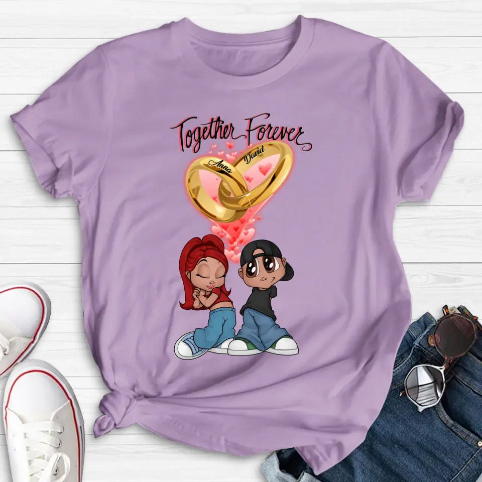 Personalized Couple T-shirt/Long Sleeve/Sweatshirt/Hoodie - Gift Idea For Couple - Together Forever