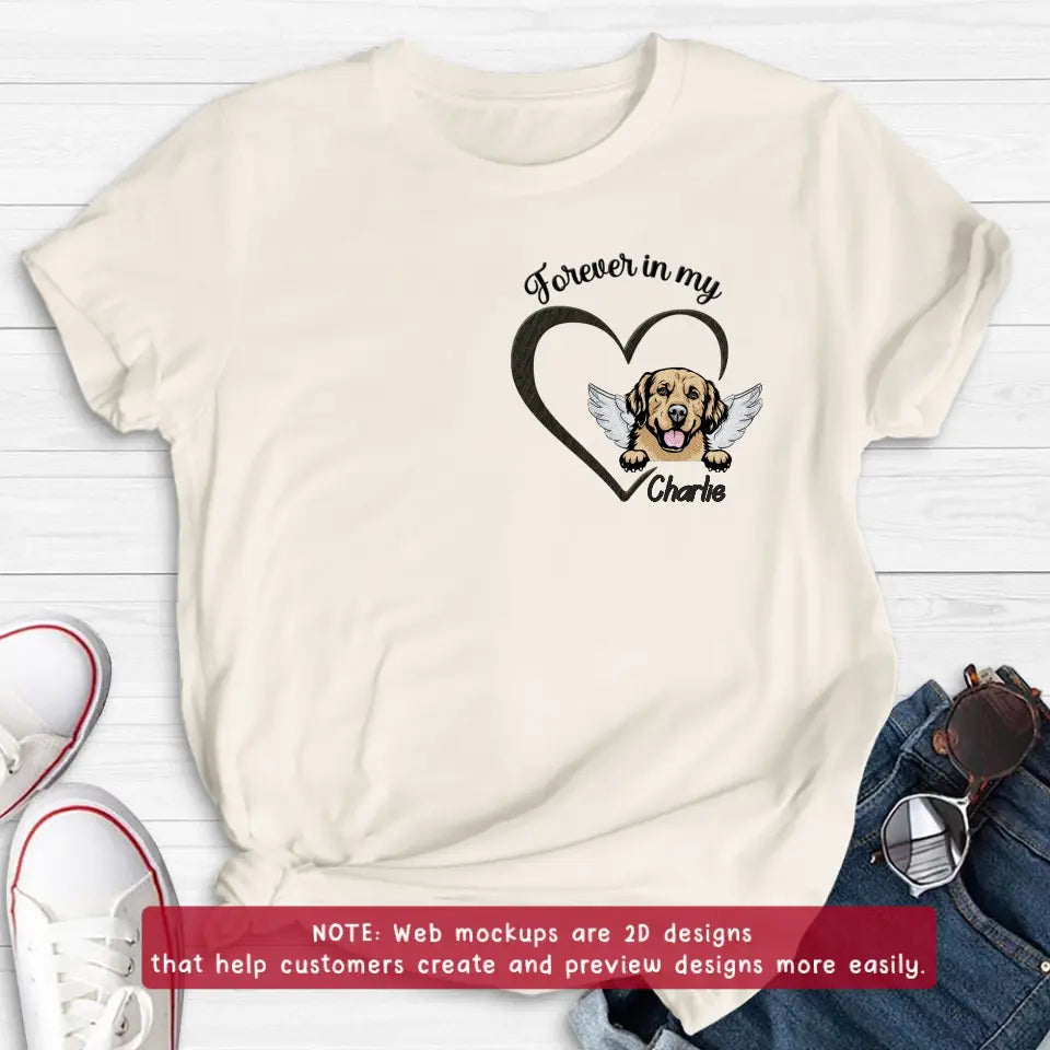 Personalized Dog Embroidered T-shirt/Sweater/Hoodie - Memorial Gift Idea For Dog Mom/Dog Dad - Forever In My