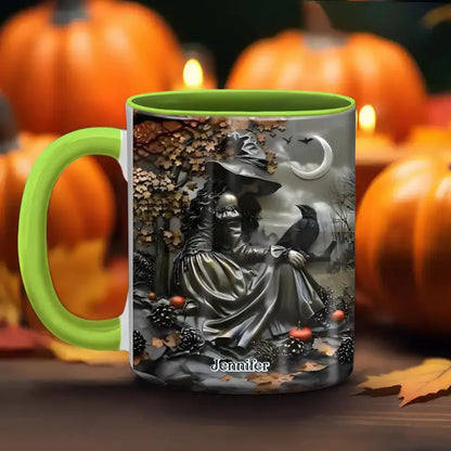Personalized Witch Vintage Accent Mug - Halloween/Birthday Gift Idea For Yourself, Women, Witch Lovers