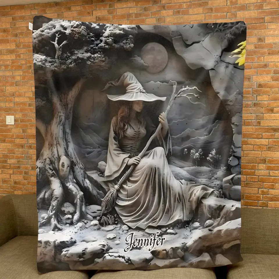 Personalized Witch Quilt/Fleece Throw Blanket - Halloween/Birthday Gift Idea For Yourself, Witch Lovers