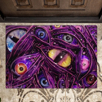 Custom Personalized Creepy Glowing Eyes Doormat - Halloween Gift Idea