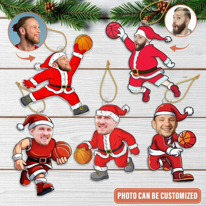 Personalized Santa Claus Basketball Acrylic Ornament - Christmas Gift Idea For Man, Father, Friend