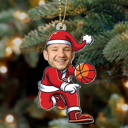 Personalized Santa Claus Basketball Acrylic Ornament - Christmas Gift Idea For Man, Father, Friend