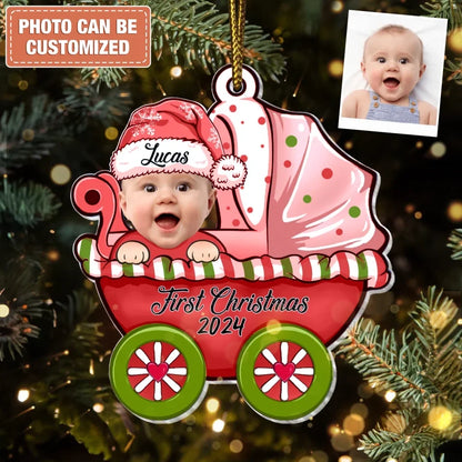 Personalized Baby's First Christmas Acrylic Ornament - Custom Gift For Baby - Upload Photo