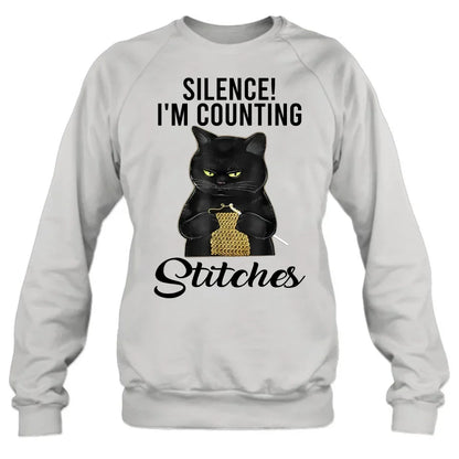 Personalized Cat T-shirt/Long Sleeve/Sweatshirt/Hoodie - Gift Idea For Knitting Lover - Silence I'm Counting Stitches