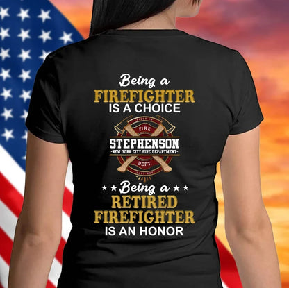 Personalized Retired Firefighter T-Shirt - Gift Idea For Firefighter/Father/Grandpa