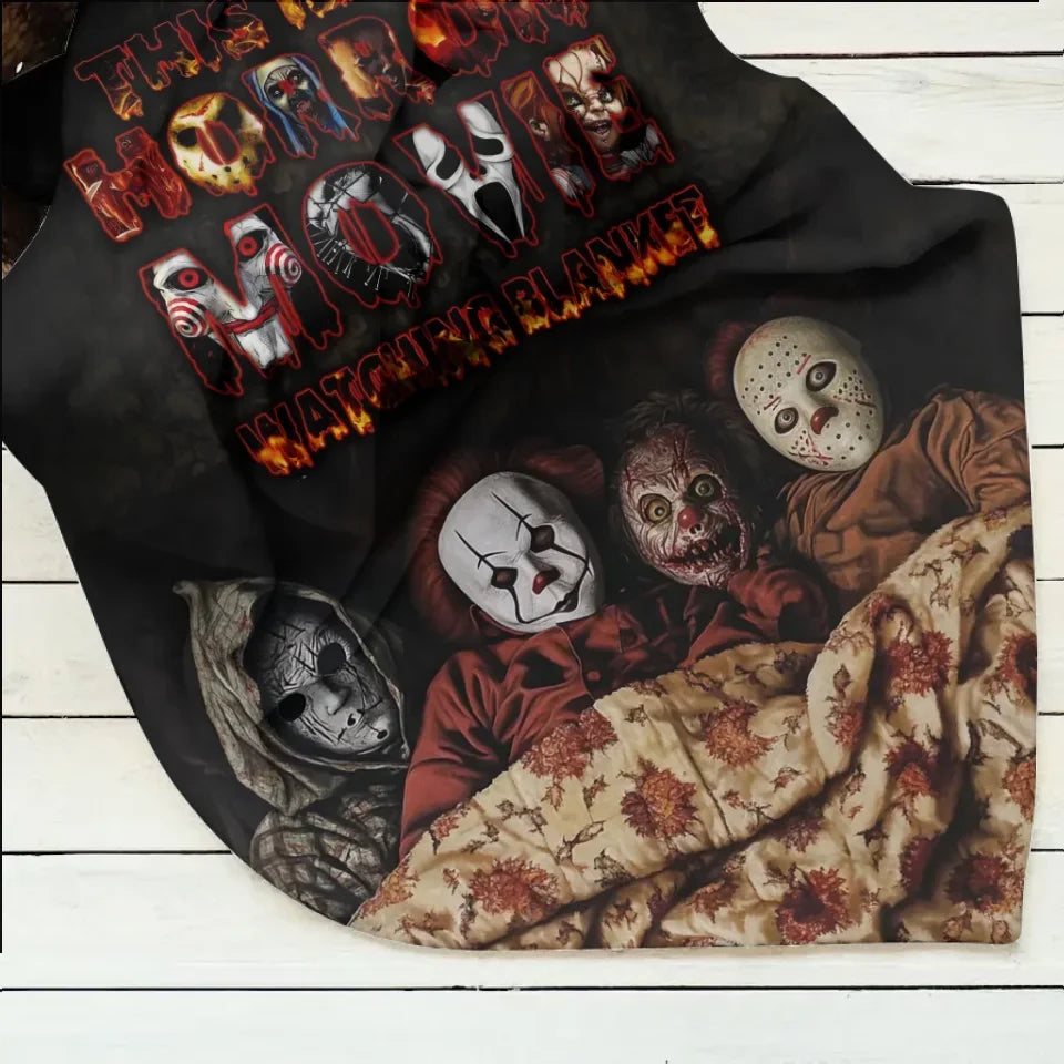 Personalized Halloween Quilt/Fleece Throw Blanket - Gift Idea For Halloween - This is My Horror Movie Watching Blanket