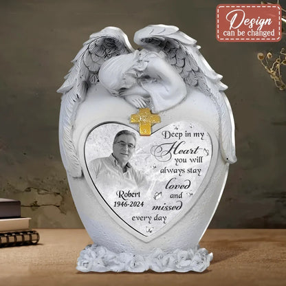 Personalized Angel Memorial Acrylic Plaque - Upload Photo - Memorial Gift Idea For Family - Deep In My Heart