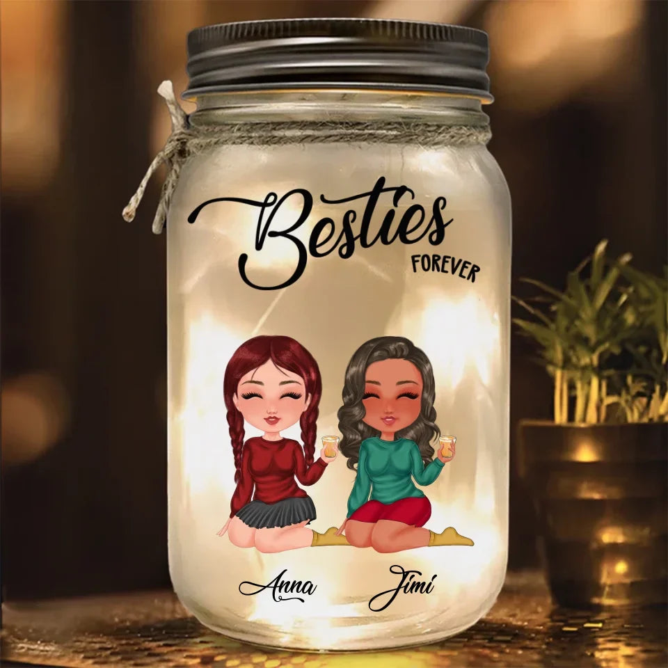 Personalized Friends Mason Jar Light - Gift Idea For Friends/Sisters/Besties - Besties Forever