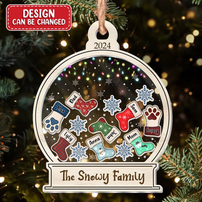 Personalized Family 3 Layered Shaker Ornament -  Christmas Gift For Family - Up to 8 Members