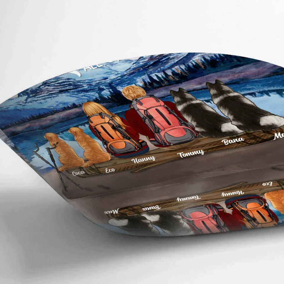 Personalized Camping Blanket/Pillow Cover - Gift For Couples, Camping Lovers, Dog Lovers - Up to 4 Dogs - Dogs & Couple Camping Fleece/Quilt/Pillow Cover Cushion Cover - All of me loves all of you