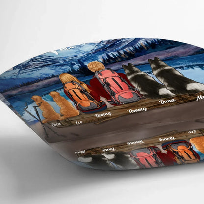 Personalized Camping Blanket/Pillow Cover - Gift For Couples, Camping Lovers, Dog Lovers - Up to 4 Dogs - Dogs & Couple Camping Fleece/Quilt/Pillow Cover Cushion Cover - All of me loves all of you