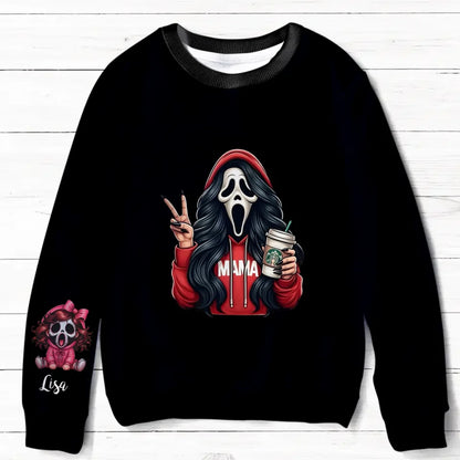 Personalized Mama Horror AOP Sweater - Up to 6 Kids - Halloween Gift Idea For Mother