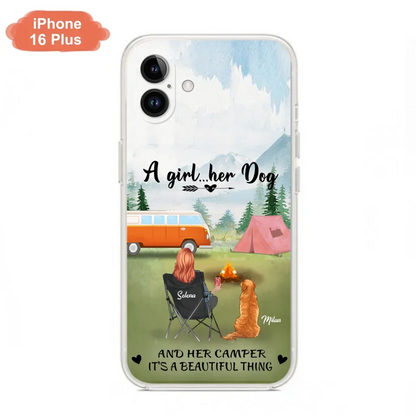 Custom Personalized Dog Mom Camping Phone Case - Mom With Upto 4 Dogs - Best Gift For Dog Lovers - For iPhone And Samsung Phone Case