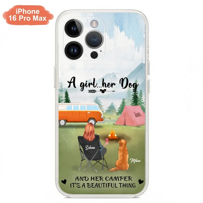 Custom Personalized Dog Mom Camping Phone Case - Mom With Upto 4 Dogs - Best Gift For Dog Lovers - For iPhone And Samsung Phone Case
