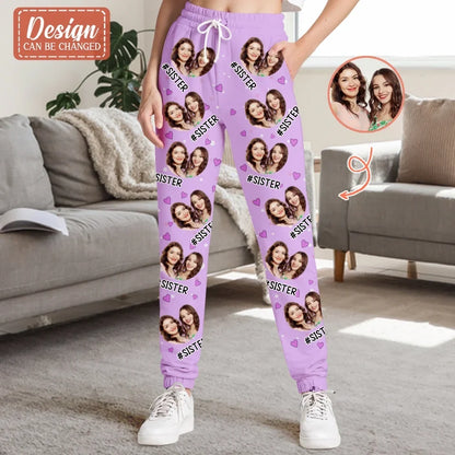 Personalized Sister AOP Unisex Sweatpants - Gift Idea For Sisters - Upload Photo
