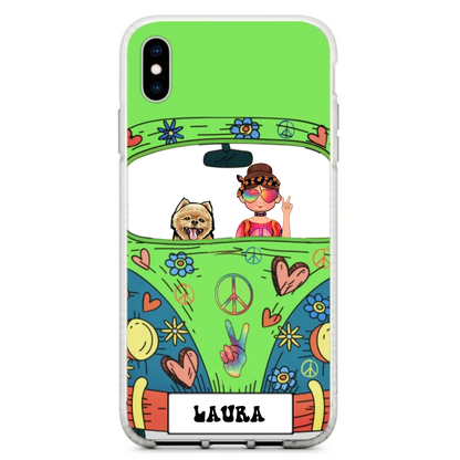 Personalized Hippie Girl Phone Case - Girl with up to 3 Pets - Case for iPhone, Samsung and Xiaomi