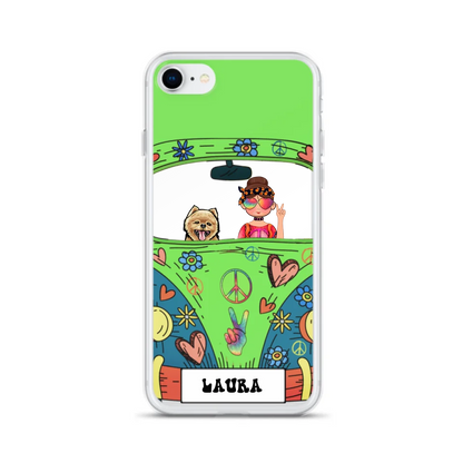 Personalized Hippie Girl Phone Case - Girl with up to 3 Pets - Case for iPhone, Samsung and Xiaomi