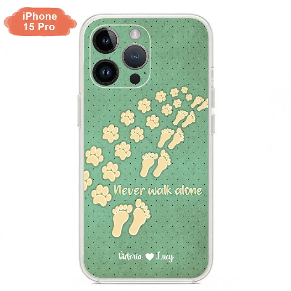 Personalized Dogs's Paws Phone Case - Best Gift Idea For Dog Lovers With Up to 3 Dogs's Paws - Never Walk ALone - Case For iPhone, Samsung And Xiaomi