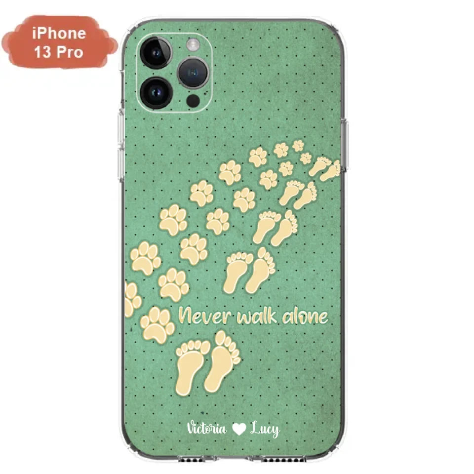 Personalized Dogs's Paws Phone Case - Best Gift Idea For Dog Lovers With Up to 3 Dogs's Paws - Never Walk ALone - Case For iPhone, Samsung And Xiaomi
