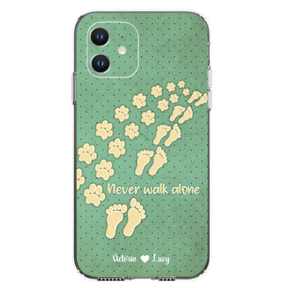 Personalized Dogs's Paws Phone Case - Best Gift Idea For Dog Lovers With Up to 3 Dogs's Paws - Never Walk ALone - Case For iPhone, Samsung And Xiaomi