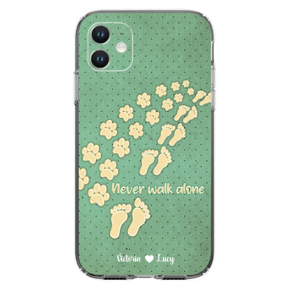 Personalized Dogs's Paws Phone Case - Best Gift Idea For Dog Lovers With Up to 3 Dogs's Paws - Never Walk ALone - Case For iPhone, Samsung And Xiaomi