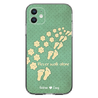 Personalized Dogs's Paws Phone Case - Best Gift Idea For Dog Lovers With Up to 3 Dogs's Paws - Never Walk ALone - Case For iPhone, Samsung And Xiaomi