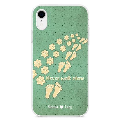 Personalized Dogs's Paws Phone Case - Best Gift Idea For Dog Lovers With Up to 3 Dogs's Paws - Never Walk ALone - Case For iPhone, Samsung And Xiaomi