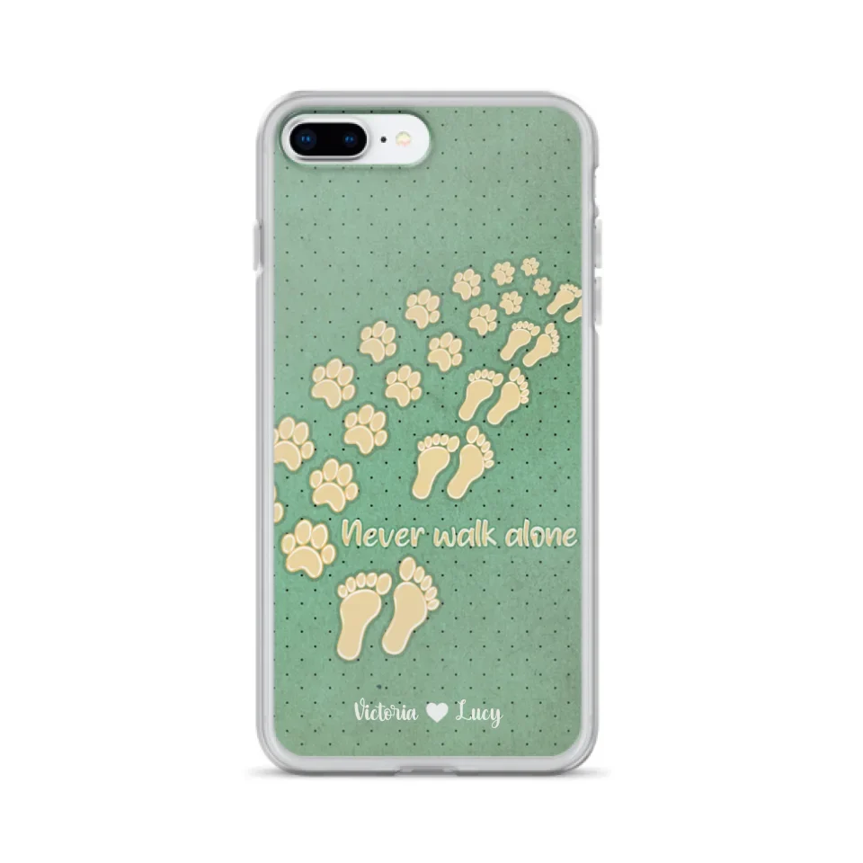 Personalized Dogs's Paws Phone Case - Best Gift Idea For Dog Lovers With Up to 3 Dogs's Paws - Never Walk ALone - Case For iPhone, Samsung And Xiaomi