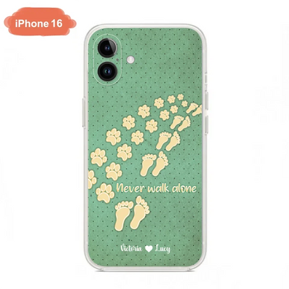 Personalized Dogs's Paws Phone Case - Best Gift Idea For Dog Lovers With Up to 3 Dogs's Paws - Never Walk ALone - Case For iPhone, Samsung And Xiaomi